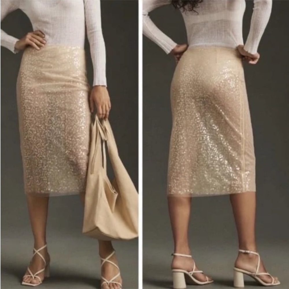 Jason Wu Ivory Tulle Layered Sequin Sheer Midi Skirt